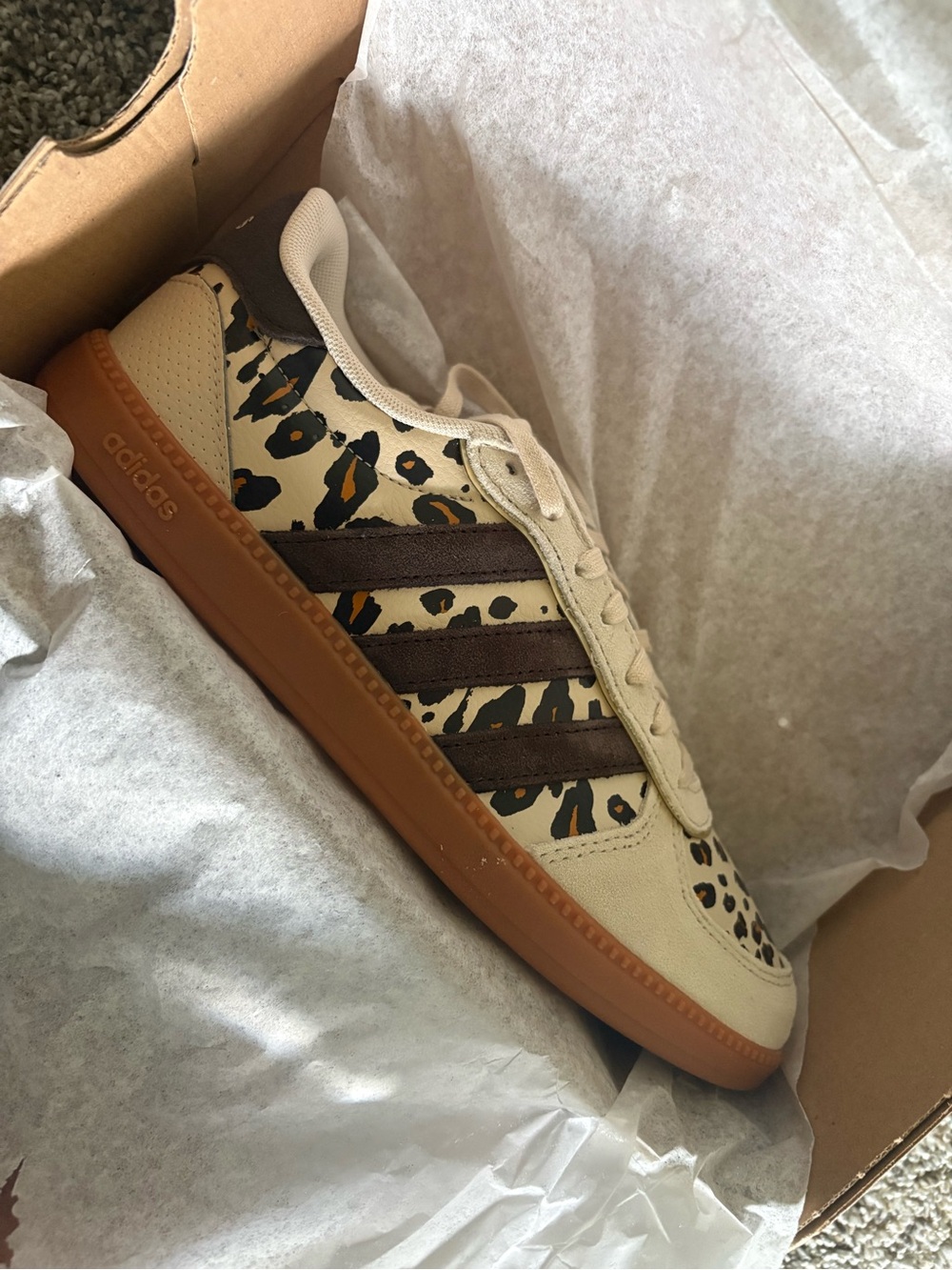 Adidas Breaknet Beige & Brown Leopard Print Court Shoe